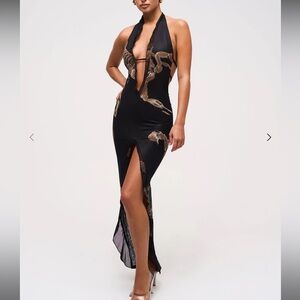 Murci Scorpion Deep ruffle maxi dress